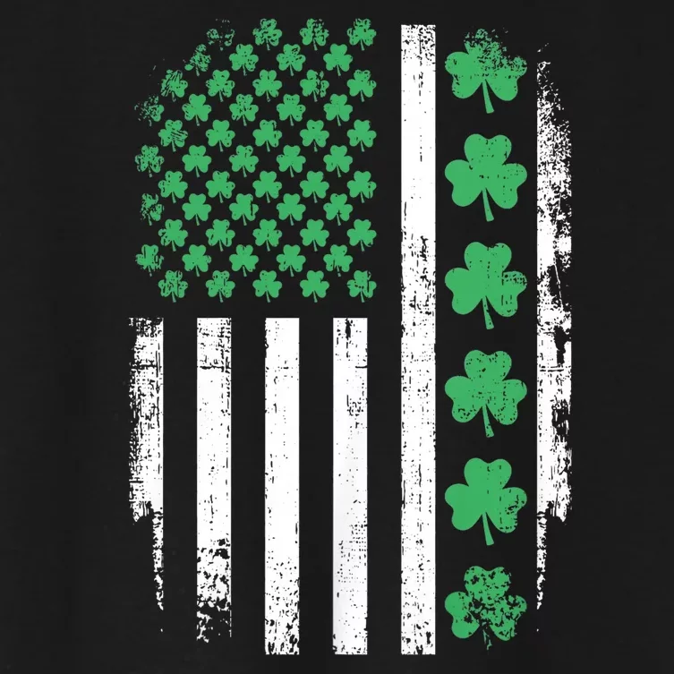 Us American Flag With Shamrocks For St Patricks Day Women's Crop Top Tee