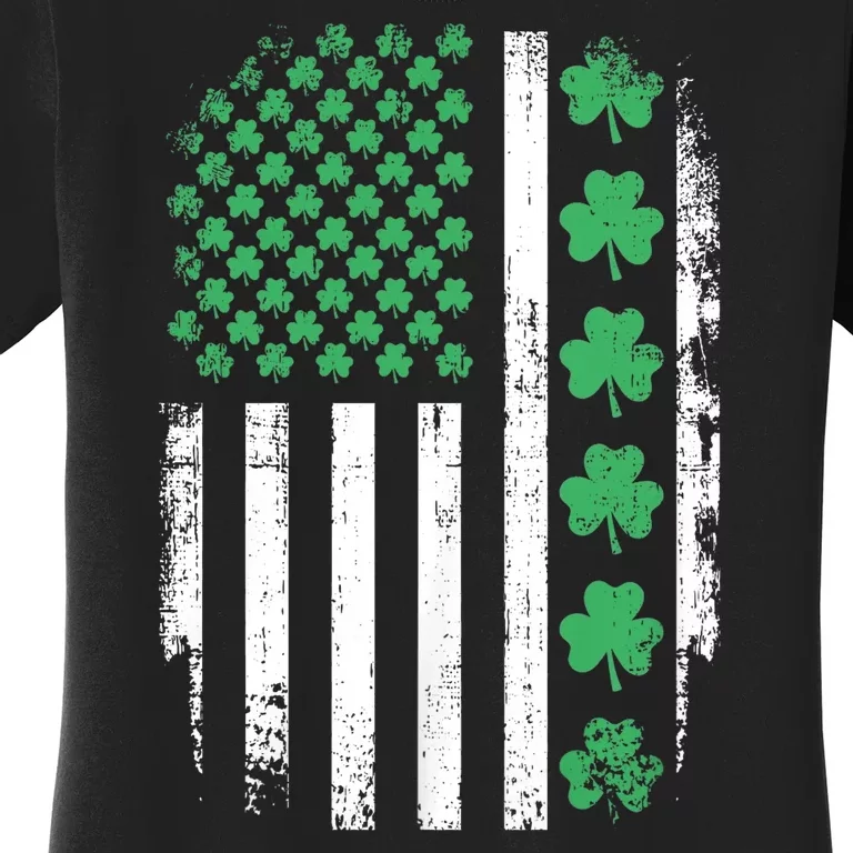 Us American Flag With Shamrocks For St Patricks Day Women's T-Shirt