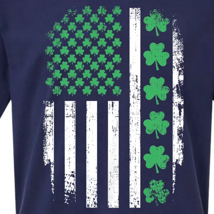 Us American Flag With Shamrocks For St Patricks Day Sueded Cloud Jersey T-Shirt