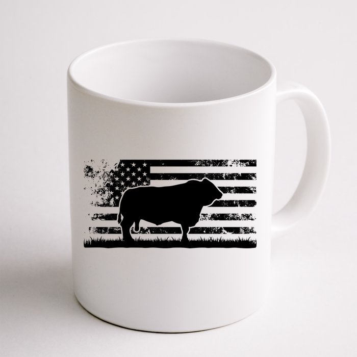 Usa American Flag Cool Gift America Cow Simtal Rancher Gift Front & Back Coffee Mug