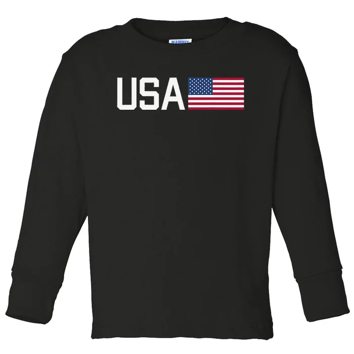 Usa American Flag Patriotic 4th Of July Toddler Long Sleeve Shirt