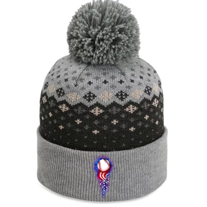 USA American Flag Baseball Star Comet The Baniff Cuffed Pom Beanie