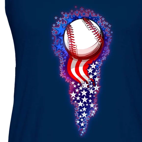 USA American Flag Baseball Star Comet Ladies Essential Flowy Tank