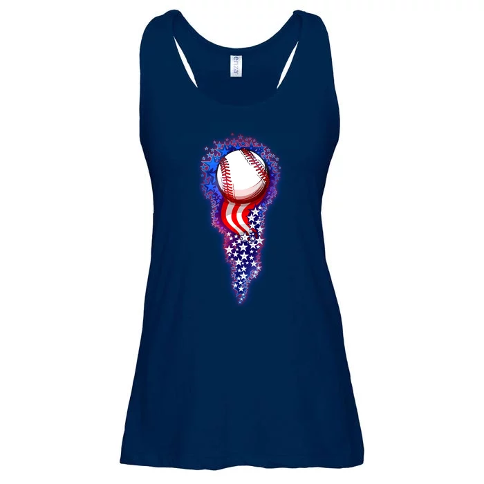 USA American Flag Baseball Star Comet Ladies Essential Flowy Tank