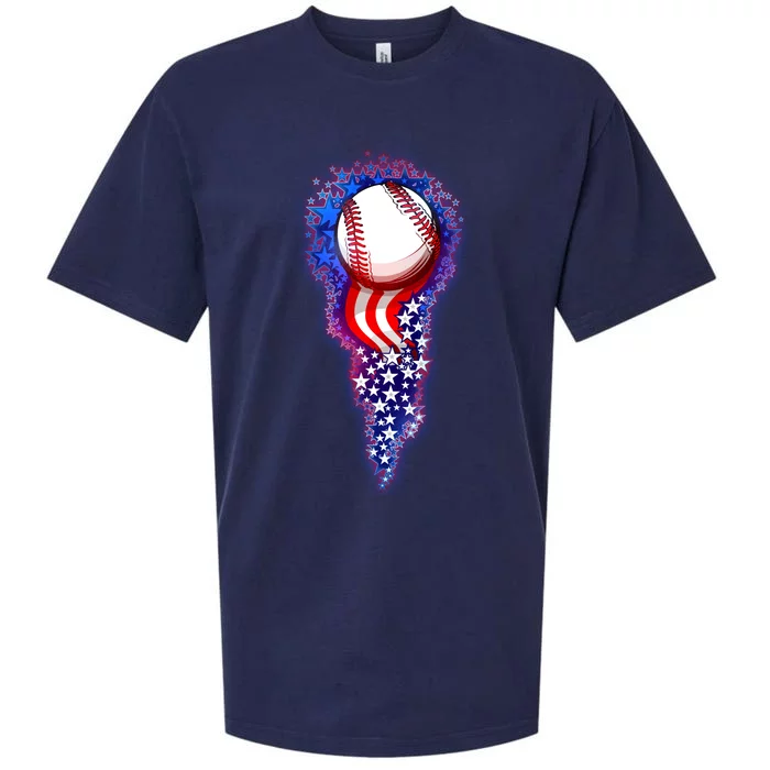 USA American Flag Baseball Star Comet Sueded Cloud Jersey T-Shirt