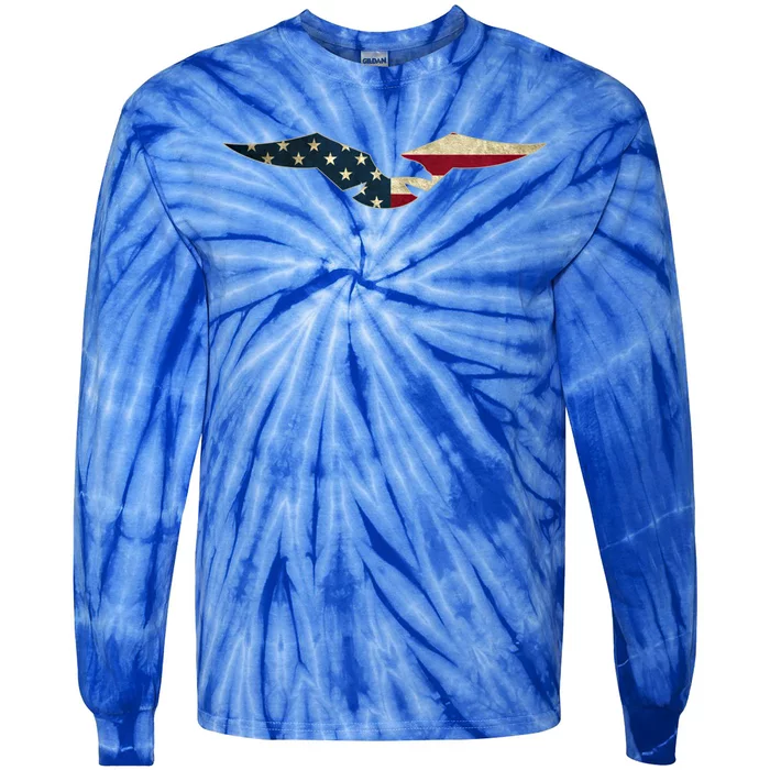 Usa American Flag Colors Eagle Outline Great Gift Tie-Dye Long Sleeve Shirt