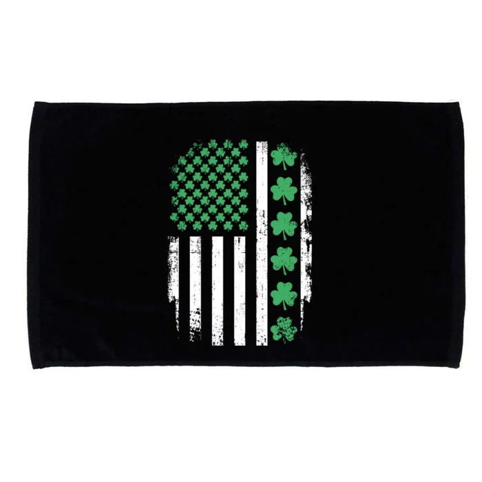 Us American Flag With Shamrocks For St Patricks Day Gift Microfiber Hand Towel