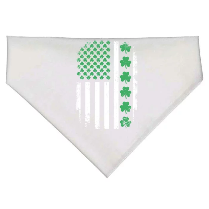 Us American Flag With Shamrocks For St Patricks Day Gift USA-Made Doggie Bandana