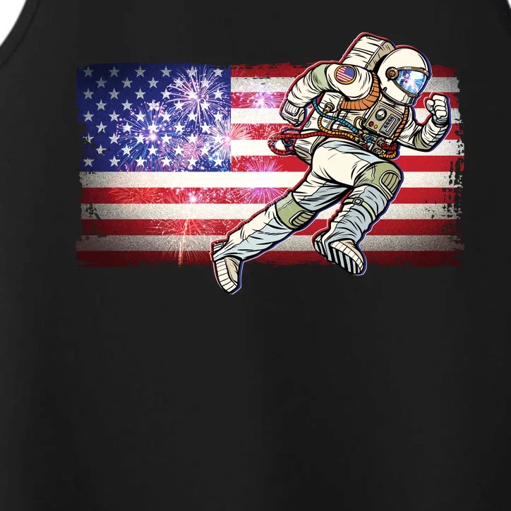 USA American Flag 4th Of July Fireworks Astronaut Performance Tank