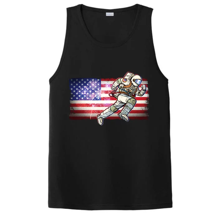 USA American Flag 4th Of July Fireworks Astronaut Performance Tank