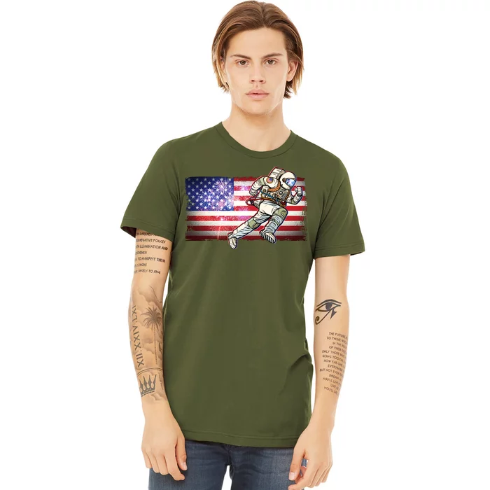 USA American Flag 4th Of July Fireworks Astronaut Premium T-Shirt