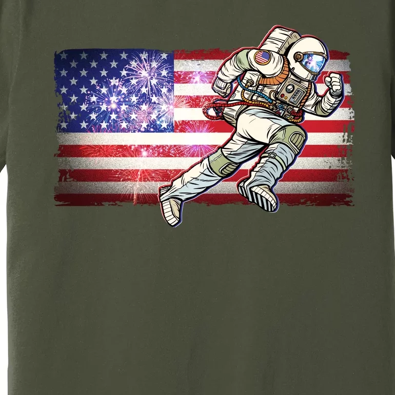 USA American Flag 4th Of July Fireworks Astronaut Premium T-Shirt