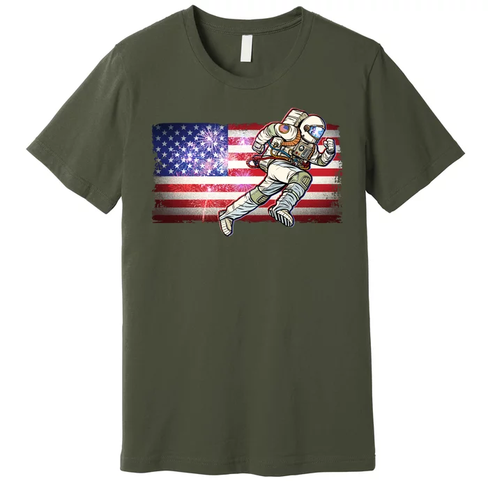 USA American Flag 4th Of July Fireworks Astronaut Premium T-Shirt