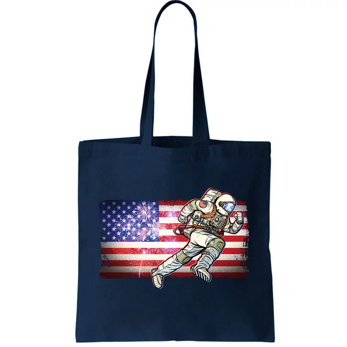 USA American Flag 4th Of July Fireworks Astronaut Tote Bag