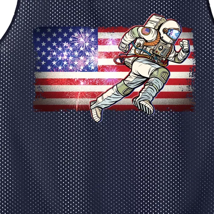 USA American Flag 4th Of July Fireworks Astronaut Mesh Reversible Basketball Jersey Tank