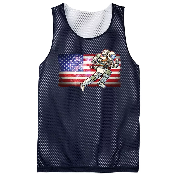 USA American Flag 4th Of July Fireworks Astronaut Mesh Reversible Basketball Jersey Tank