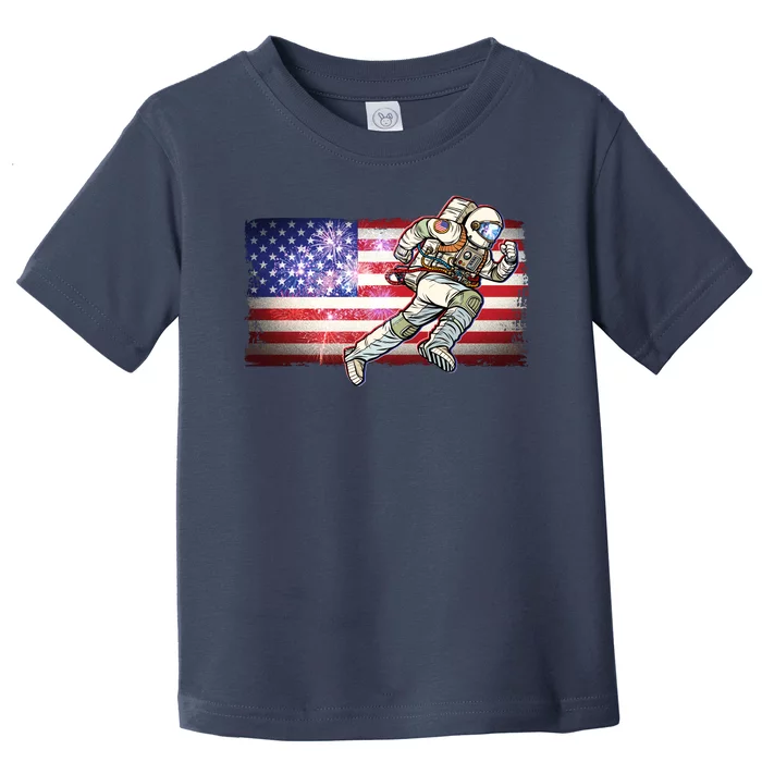 USA American Flag 4th Of July Fireworks Astronaut Toddler T-Shirt