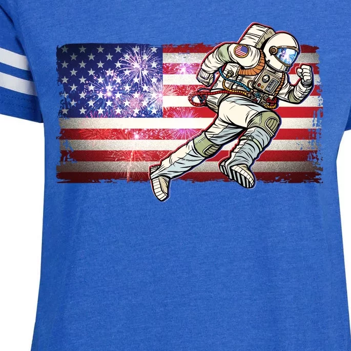 USA American Flag 4th Of July Fireworks Astronaut Enza Ladies Jersey Football T-Shirt