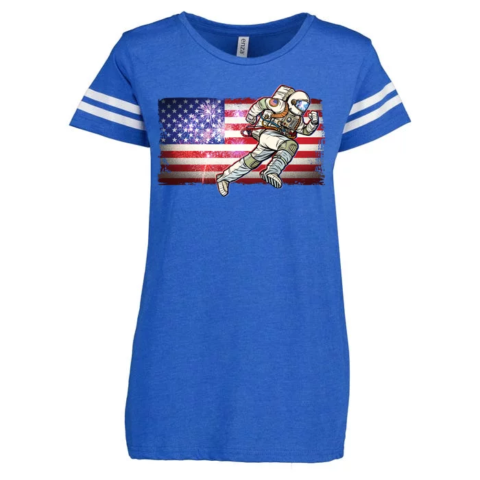 USA American Flag 4th Of July Fireworks Astronaut Enza Ladies Jersey Football T-Shirt