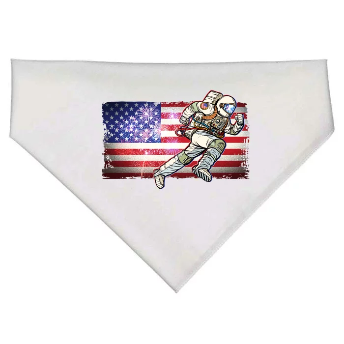 USA American Flag 4th Of July Fireworks Astronaut USA-Made Doggie Bandana