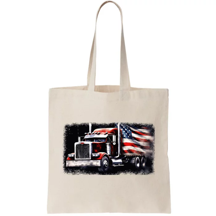 Us American Flag Semi Truck Driver Trucker Tote Bag