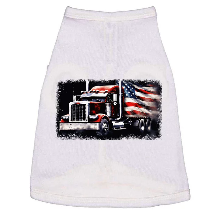 Us American Flag Semi Truck Driver Trucker Doggie Tank