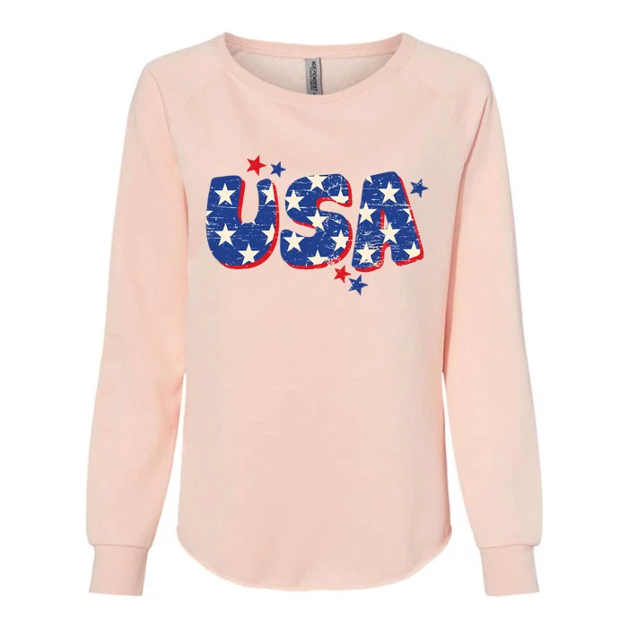 Usa American Flag 4th Of July Boy Girl Vintage Womens California Wash Sweatshirt