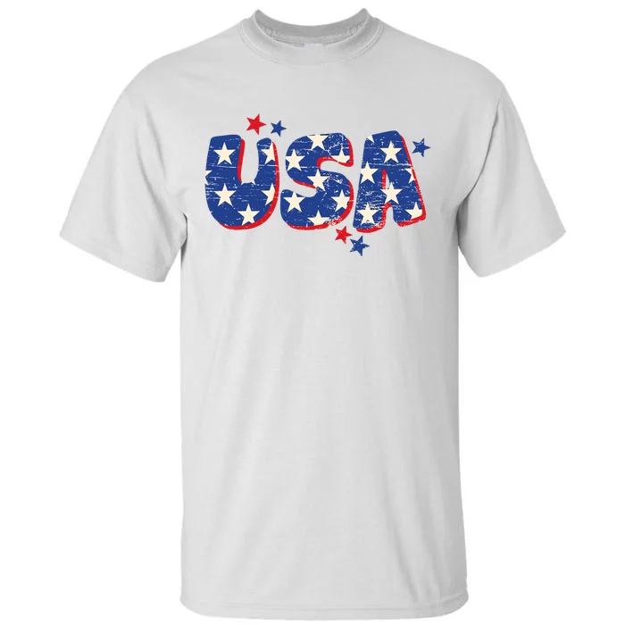 Usa American Flag 4th Of July Boy Girl Vintage Tall T-Shirt