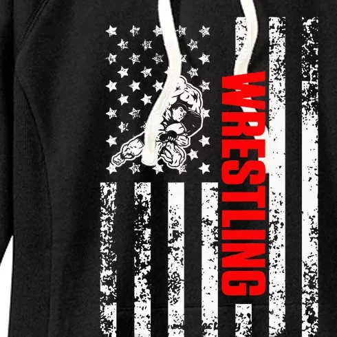 US American Flag Sports Patriotic Wrestling Women's Fleece Hoodie