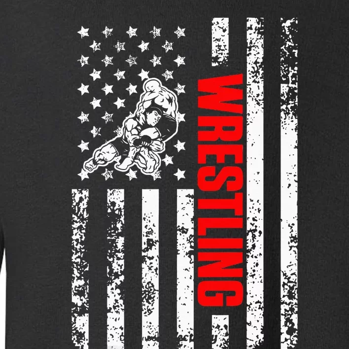 US American Flag Sports Patriotic Wrestling Toddler Sweatshirt