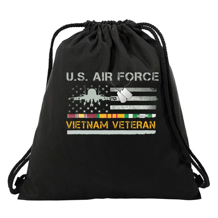 US Air Force Vietnam Veteran USAF Veteran USA Flag Gift Drawstring Bag