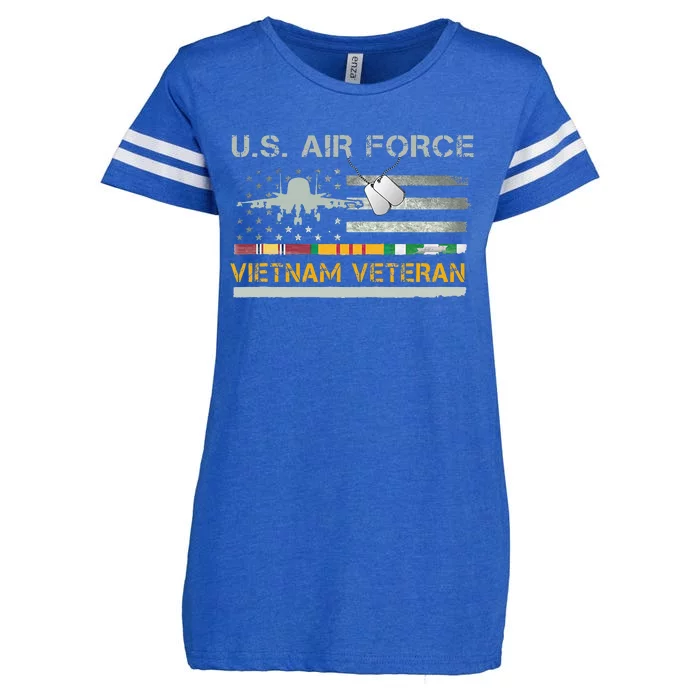 US Air Force Vietnam Veteran USAF Veteran USA Flag Gift Enza Ladies Jersey Football T-Shirt