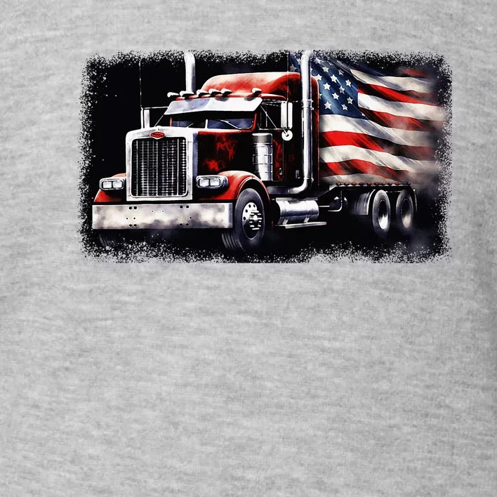 Us American Flag Semi Truck Driver Trucker Toddler Sweatshirt