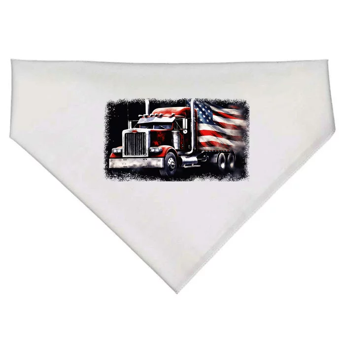 Us American Flag Semi Truck Driver Trucker USA-Made Doggie Bandana