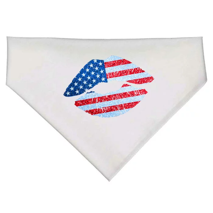 USA American Flag Sparkle Lip Makeup USA-Made Doggie Bandana