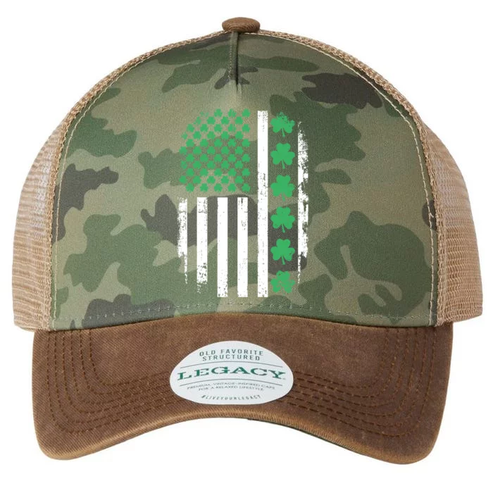 US American flag with shamrocks for St Patricks day Legacy Tie Dye Trucker Hat