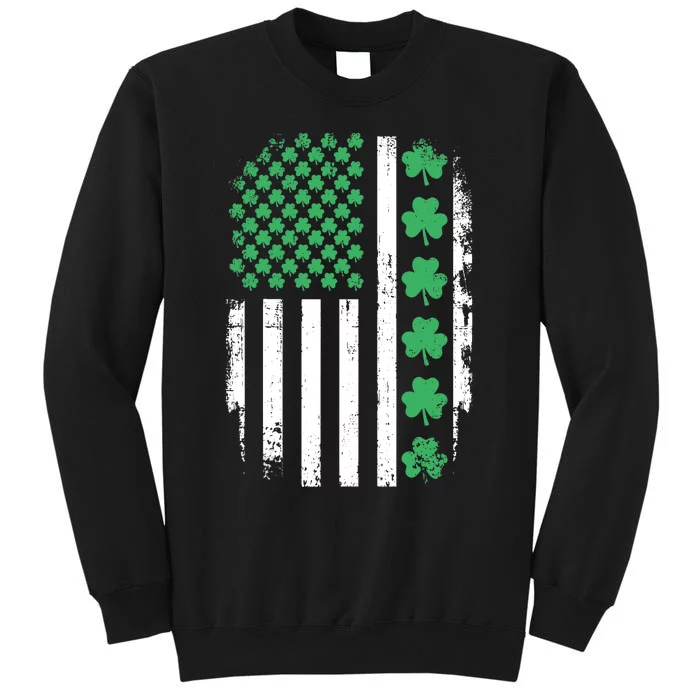 US American flag with shamrocks for St Patricks day Tall Sweatshirt