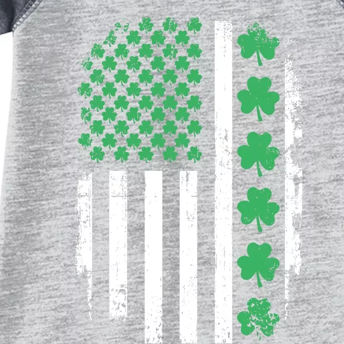 US American flag with shamrocks for St Patricks day Infant Baby Jersey Bodysuit