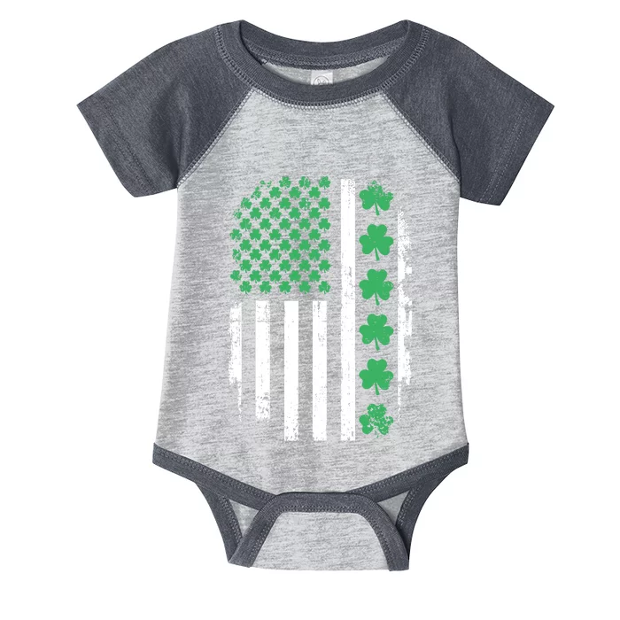 US American flag with shamrocks for St Patricks day Infant Baby Jersey Bodysuit