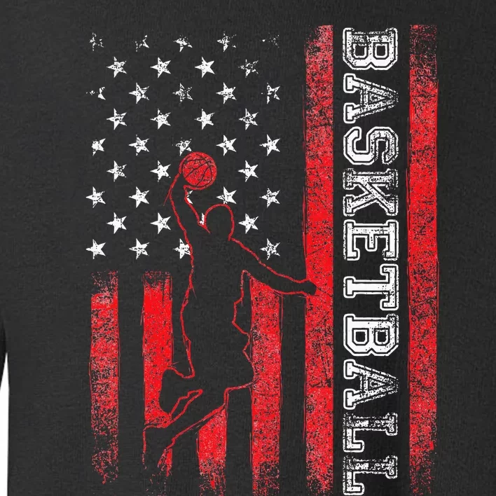 USA American Flag Sports Lover Basketball Toddler Sweatshirt