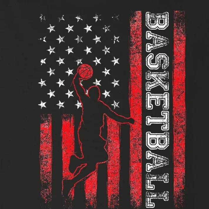 USA American Flag Sports Lover Basketball Toddler Long Sleeve Shirt