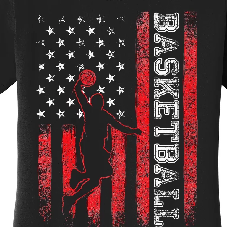 USA American Flag Sports Lover Basketball Women's T-Shirt