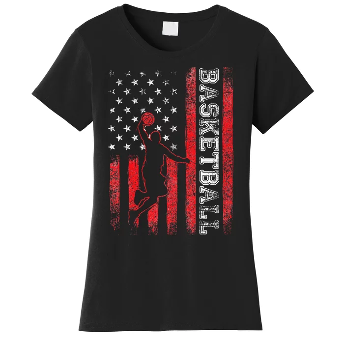 USA American Flag Sports Lover Basketball Women's T-Shirt