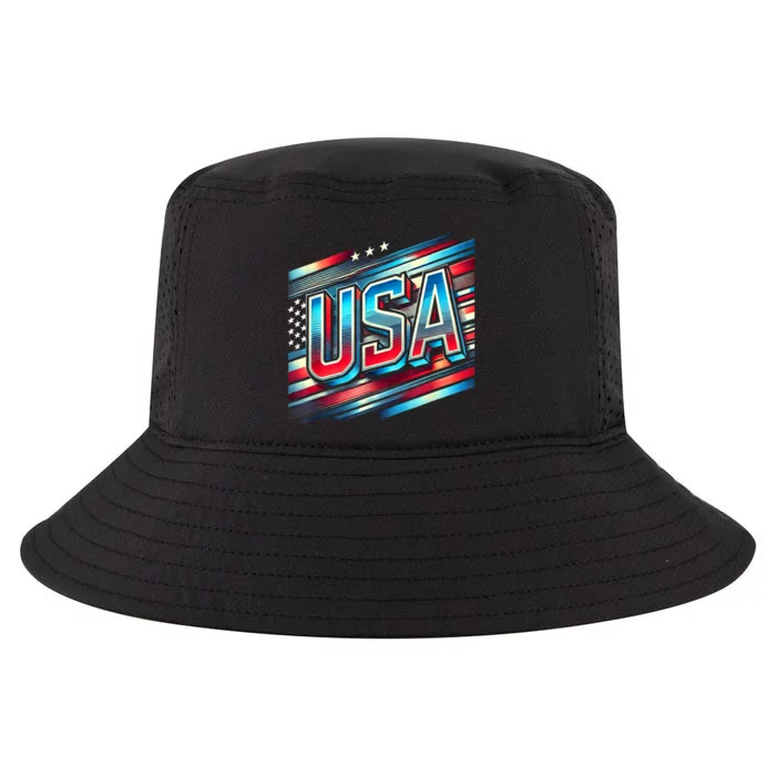 Usa American Flag Patriotic Design Cool Comfort Performance Bucket Hat