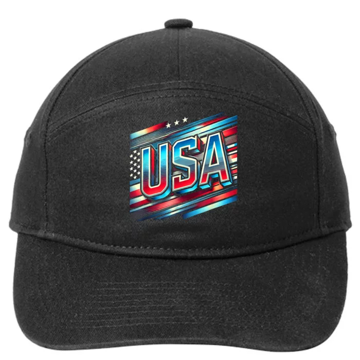 Usa American Flag Patriotic Design 7-Panel Snapback Hat