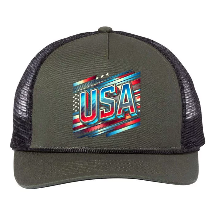 Usa American Flag Patriotic Design Retro Rope Trucker Hat Cap