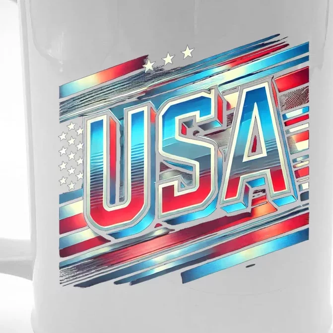 Usa American Flag Patriotic Design Front & Back Beer Stein