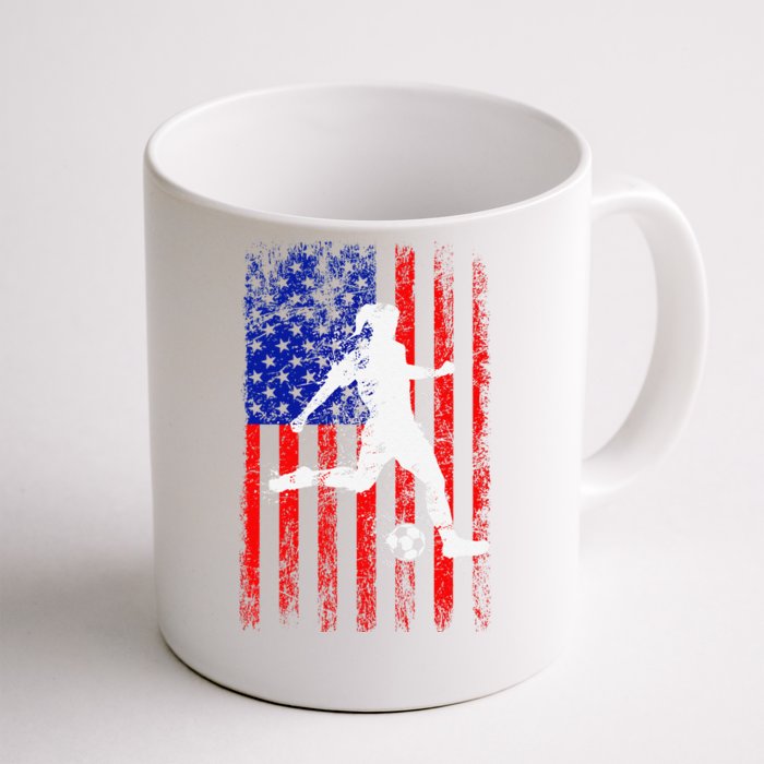 Usa American Flag Soccer Front & Back Coffee Mug