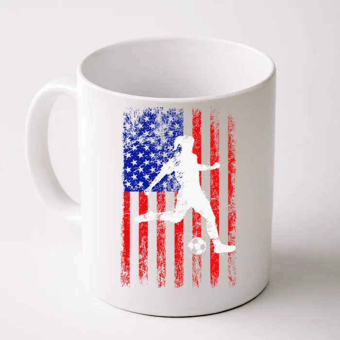 Usa American Flag Soccer Front & Back Coffee Mug