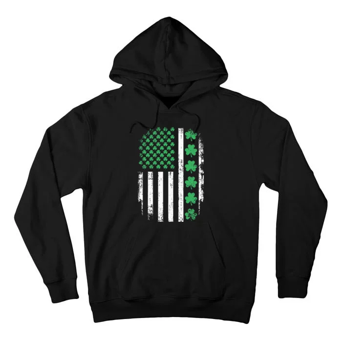 Us American Flag With Shamrocks For St Patricks Day Tall Hoodie